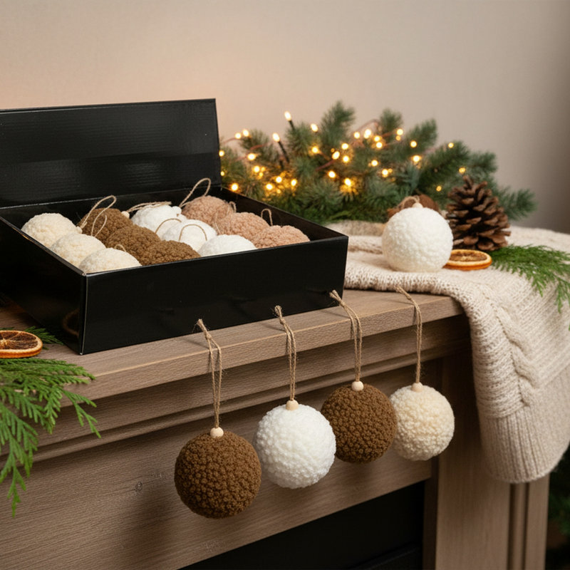 Boules de Noël douillettes assorties - Paquet de 12