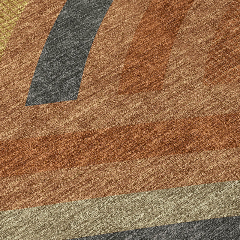 Machine Washable Indoor/Outdoor Chantille ACN2467 Mid-Century Modern Rug, Terracotta, 8' Round