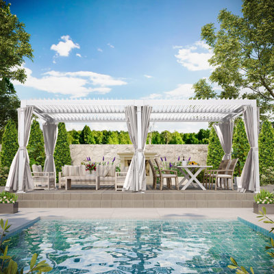  Pergola extérieure en aluminium 12 pi x 20 pi avec toit à persiennes réglable, pavillon de patio résistant aux intempéries pour la cour et la terrasse