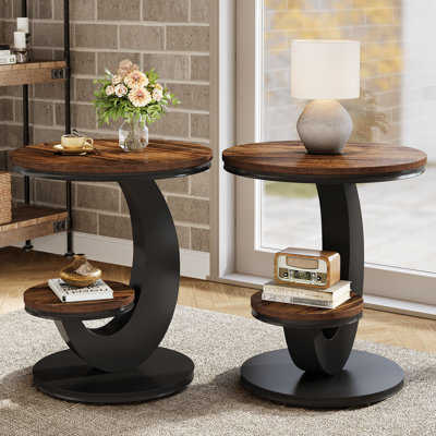 Table de bout ronde 2 niveaux