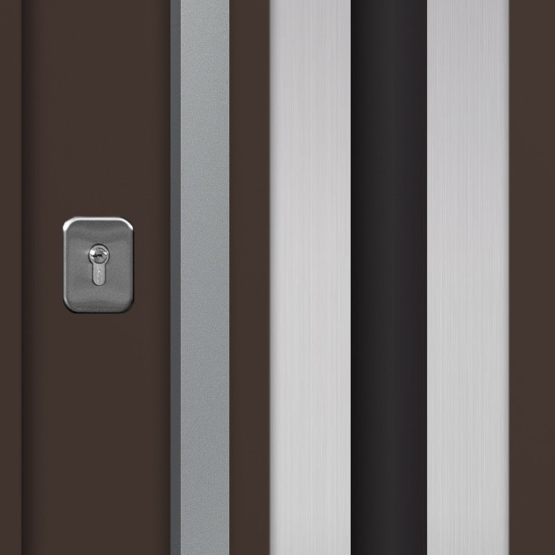 Porte d'entrée extérieure moderne en acier 36 po x 80 po - Inox, Brun, S'ouvre à gauche vers l'intérieur