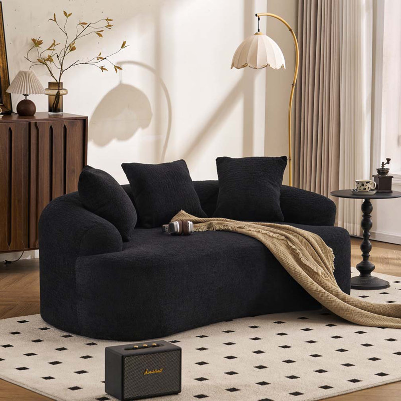 Causeuse courbée en tissu chenille, sans assemblage