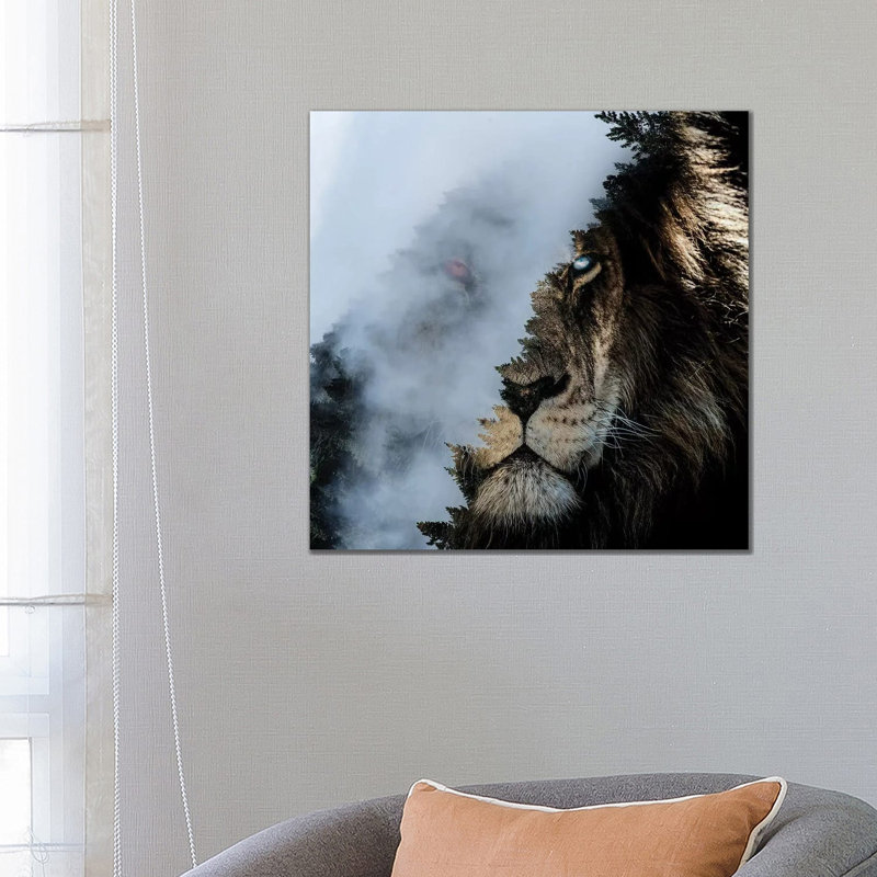Monster Lion by Paul Haag - Print on Canvas, 45.72 cm H x 45.72 cm W x 3.175 cm D, Wrapped Canvas