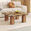Table basse carrée avec plateau en verre trempé
