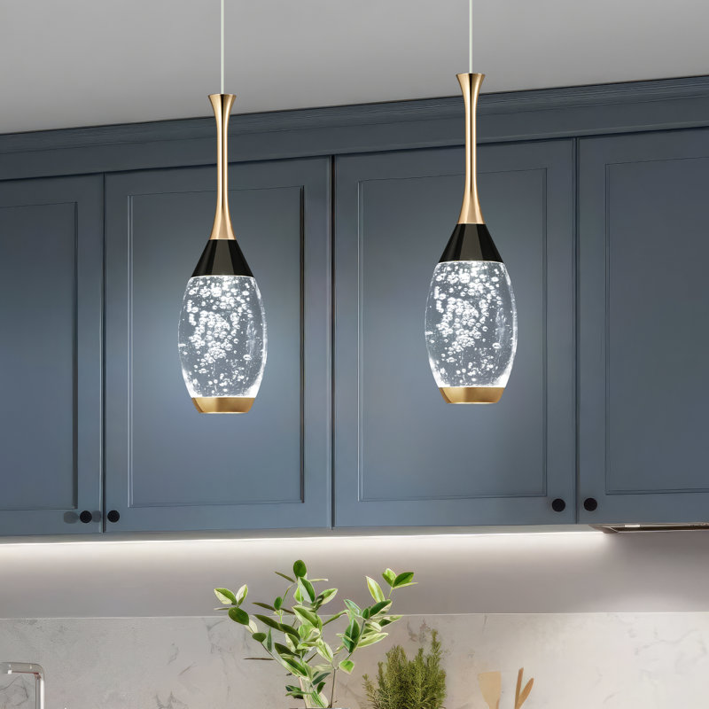 Illona Modern LED Teardrop Pendant Bubble Crystal Bedside Pendant Light, 2 Lights