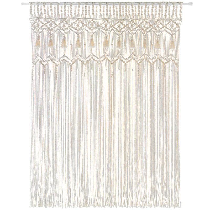 Macramé rideau grand bohème tissé mural rideaux de fenêtre fait à la main décoration bohémienne pour porte de fenêtre placard mariage toile de fond voûte chambre salon, 51 po de largeur x 70 po de longueur