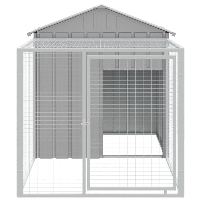 Poulailler avec couloir et grillage Drayten, Gris clair, H 48,4 po x l 46,1 po x P 239,8 po