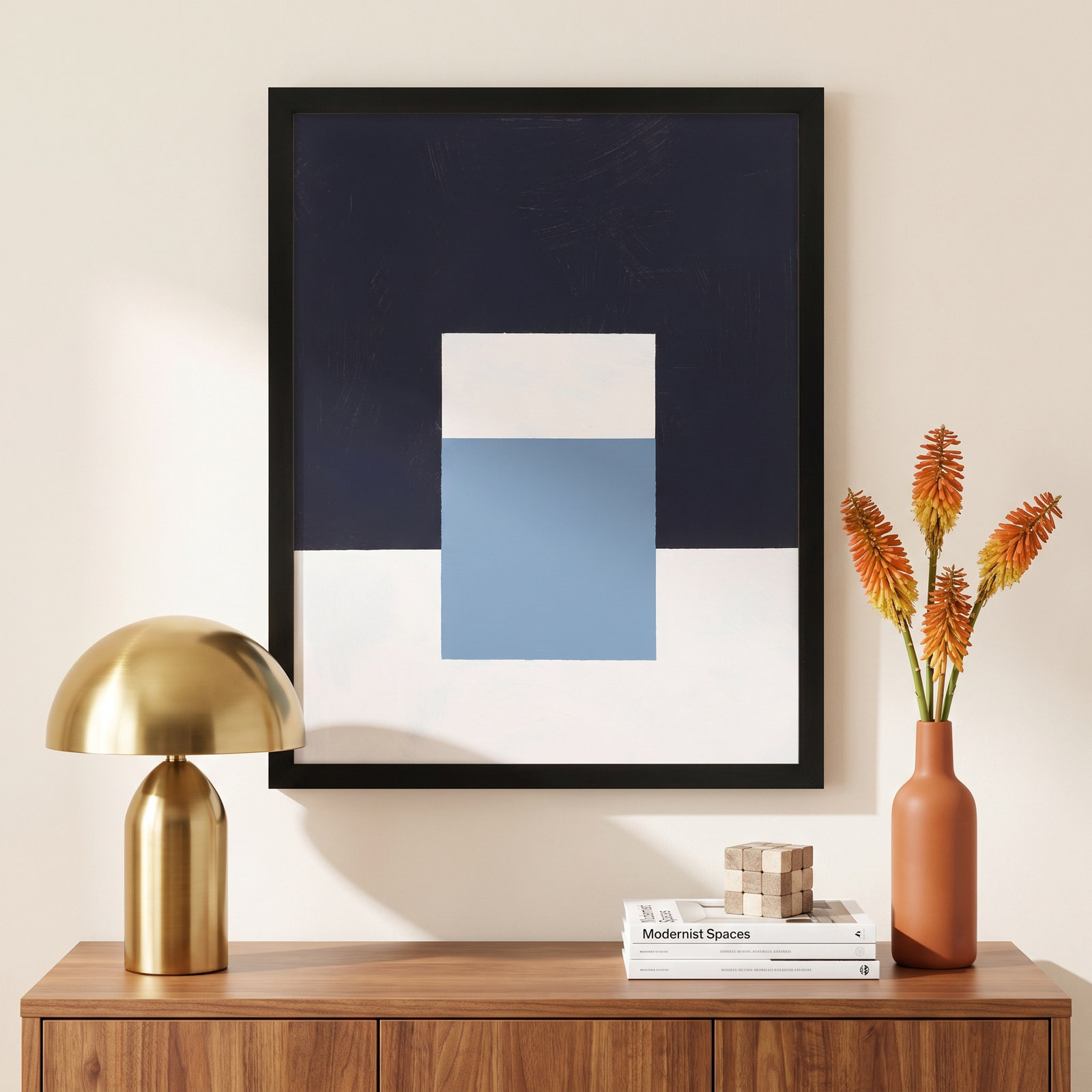 Square Sky by Robert Kamnatnik, 20" H x 16" W x 1.25" D, Black Framed Paper