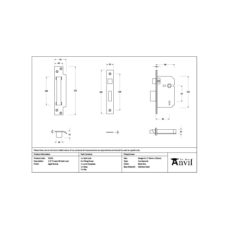 Sash Lock, Aged Bronze