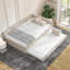 Pleine grandeur avec lit simple supplémentaire, lit plateforme tapissier en bois massif beige doux pour un séjour d'une nuit dans une chambre à coucher moderne