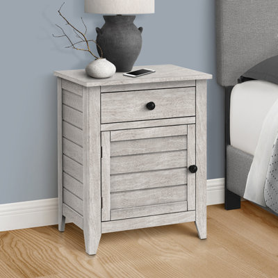 Table d'appoint, table de chevet, tiroir de rangement, bout, table d'appoint, chambre à coucher, rangement, placage gris