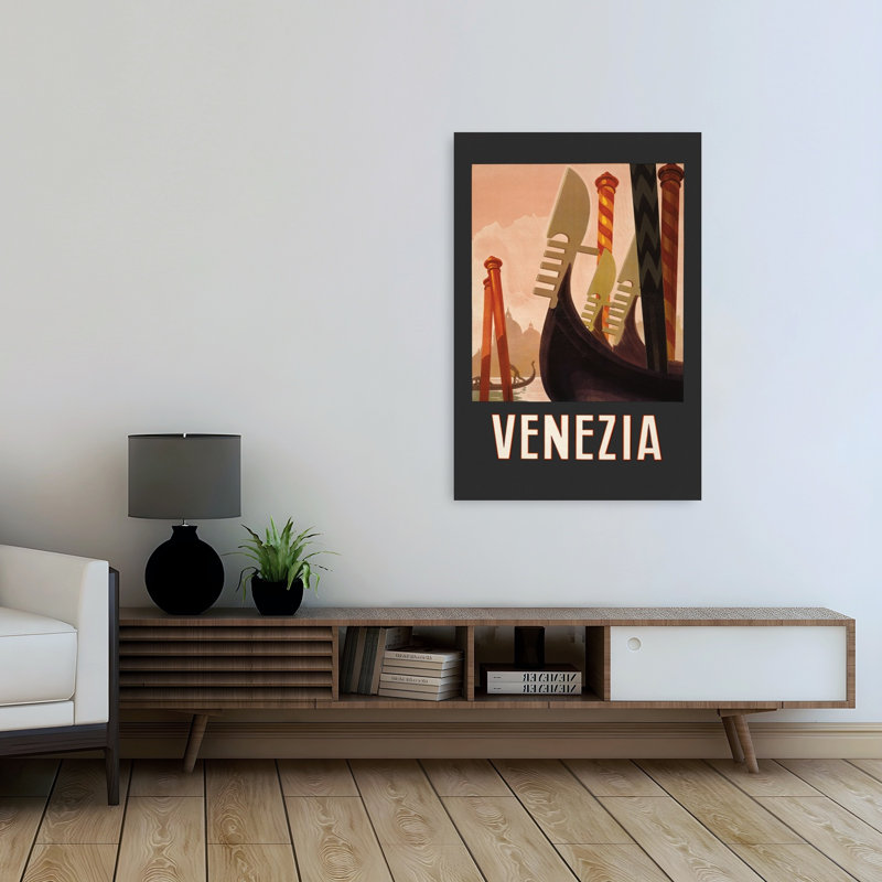 «Venezia», affiche d'art rétro de ville rétro colorée rétro, 48" H x 32" W