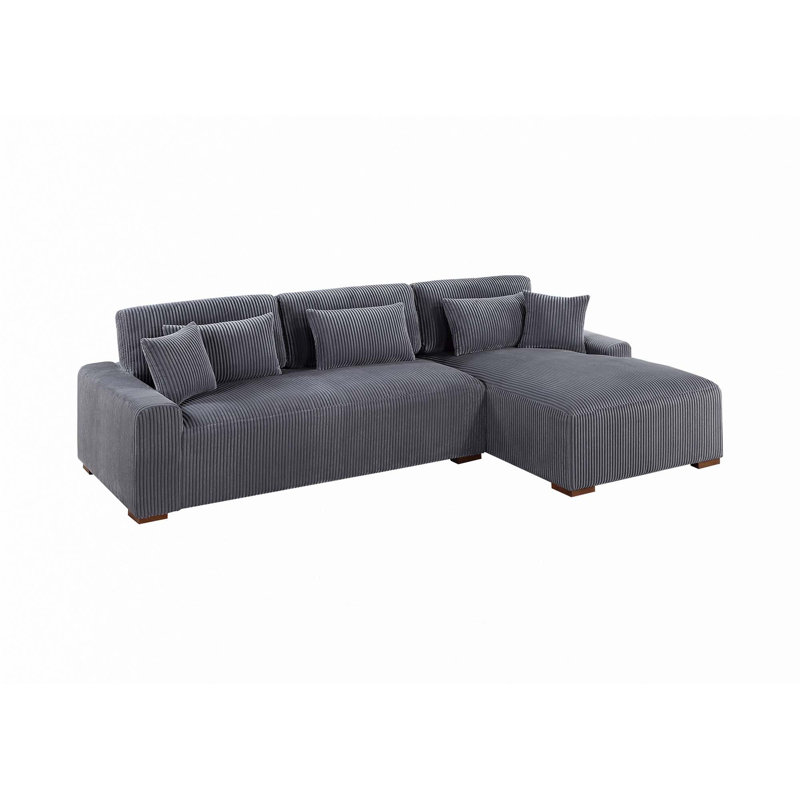 2pc Sectional Set, Dark Gray Corduroy