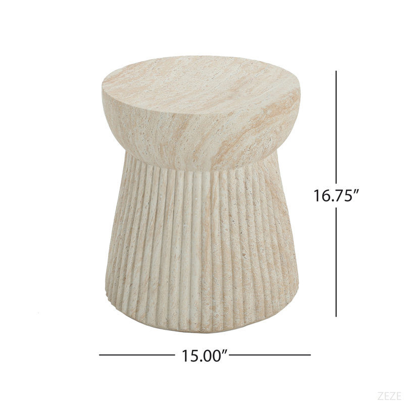 Outdoor Travertine Concrete Side Table