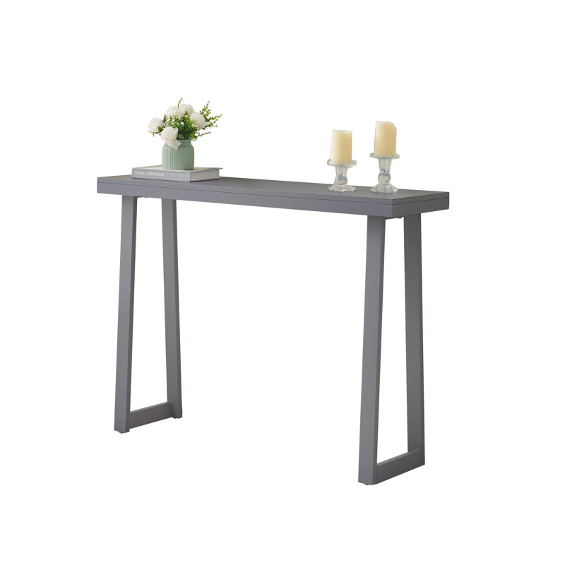Claude Rectangular Console Table with Shelf – Sleek and Modern Entryway, Hallway, or Sofa Table with Trapezoidal Legs, Grey