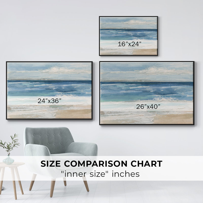" Ocean Waves I ", 17" H x 25" W x 2" D, Black Framed Canvas
