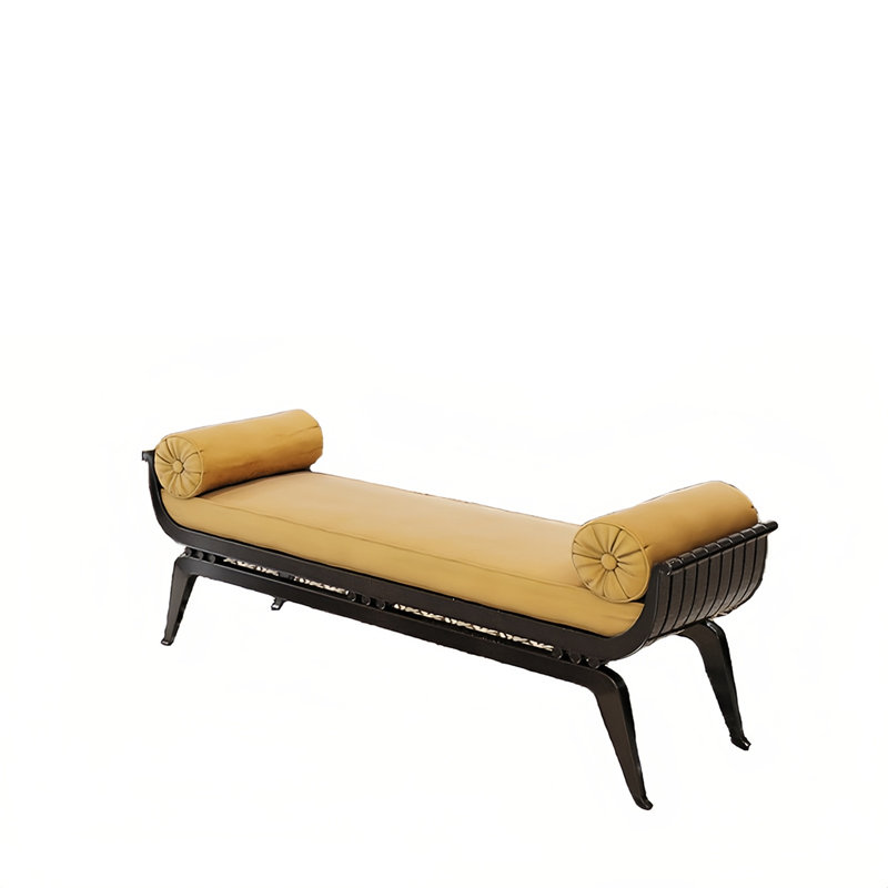Banc de bout de lit moderne de style américain minimaliste, Jaune
