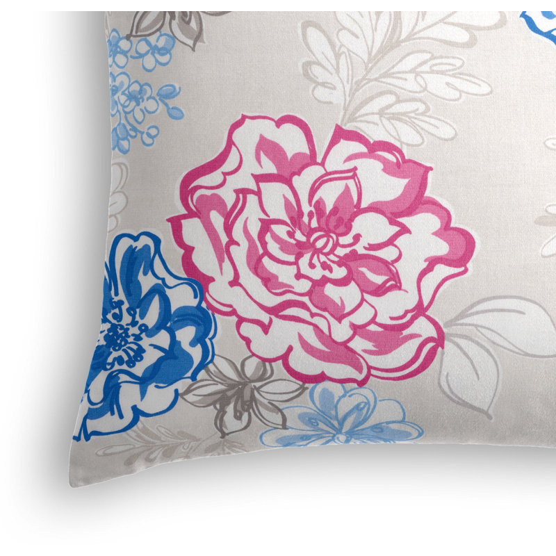 Tobi Fairley Lizzie Square Pillow Cover & Insert, 24" x 24", Coral/Blue