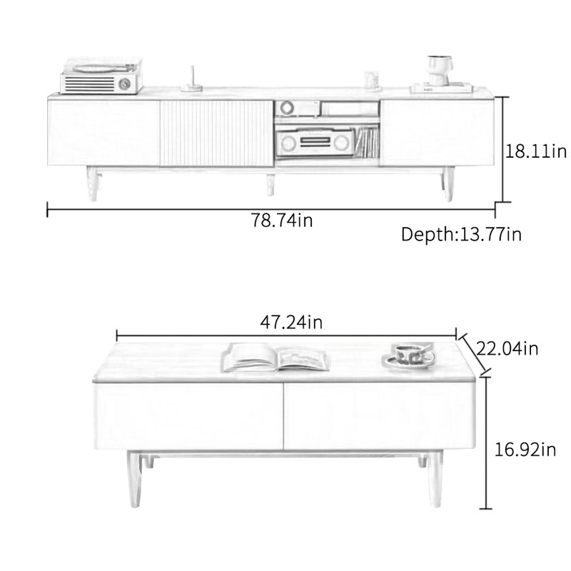 Combinaison meuble télé et table basse
