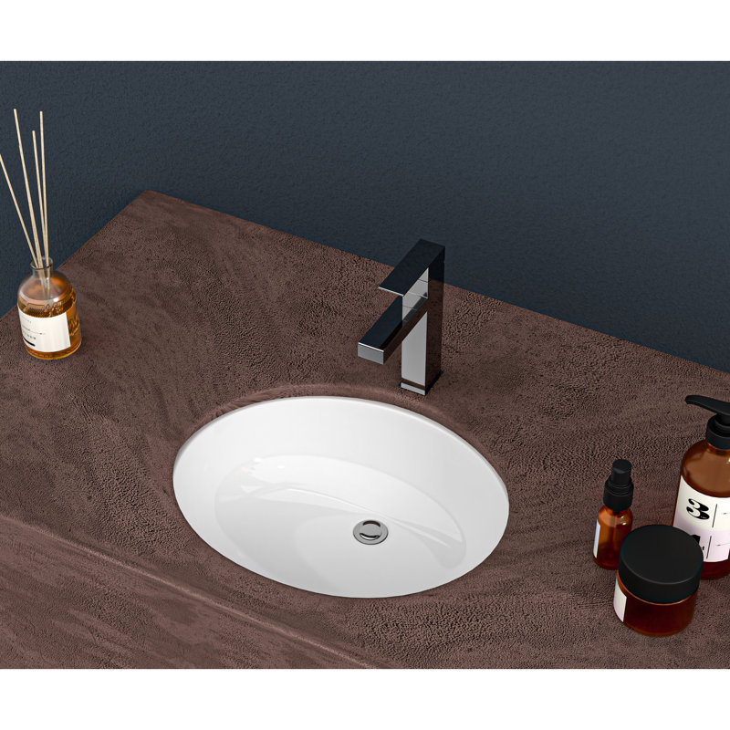 16.5"x13.4" Undermount Ceramic Oval White Bathroom Sink, Acid - Proof, Smooth Surface, For Multiple Settings Low Water Retention, And Stain , Commercial Use