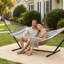 Outsunny Outdoor Hammock with Stand Detachable Pillow Green