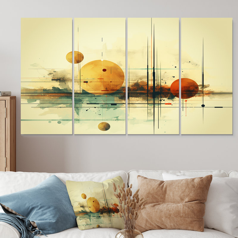Transcendent Shapes Abstract Collages I - Ensemble de 4 décorations murales, H 32 po x l 64 po