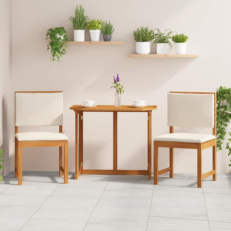 Chaise de jardin vidaXL avec coussin 2 pièces en bois d'acacia massif brun, Beige