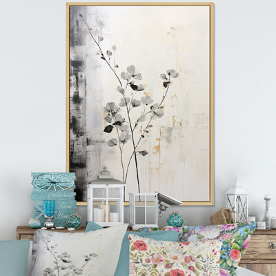 «Gray and White Herbs Minimal Harmony», reproduction sur toile