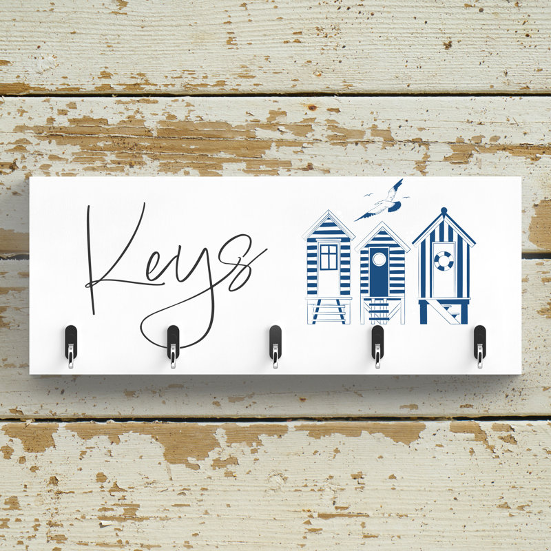 Solid Wood Wall Organizer with Key Hooks