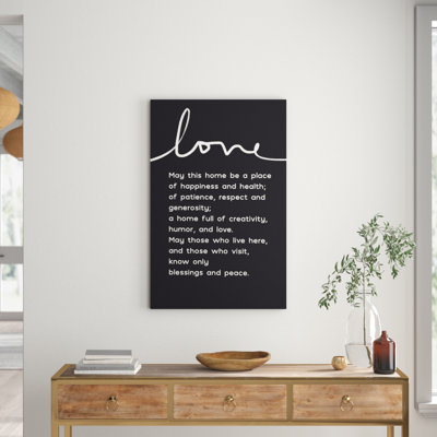 Home Blessing BW 1 Piece Wrapped Canvas Wall Art