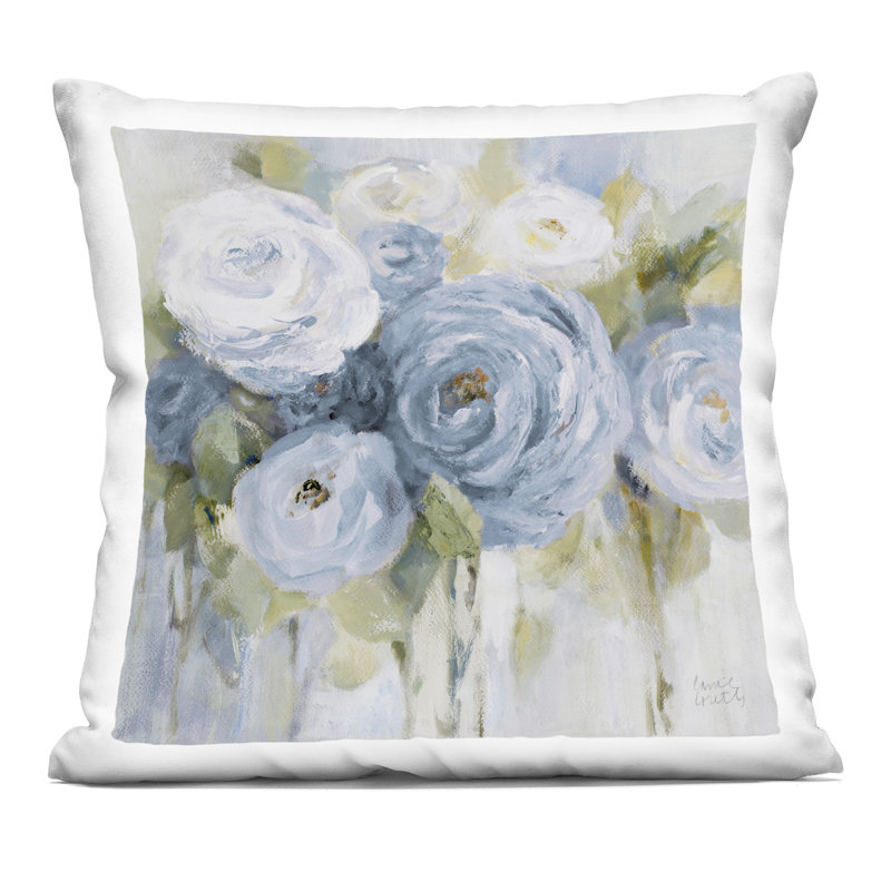 Coussin décoratif imprimé en douceur bleu, par Lanie Loreth, 18 x 7 x 18, Fleur bleue 2