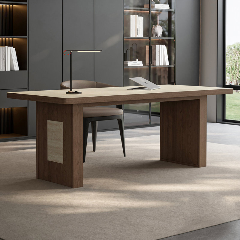 Walnut Rectangular Solid Wood desk, 29.92"H×70.87"L×31.5"W