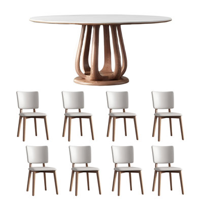 Nordic round rock plate dining table and chair set