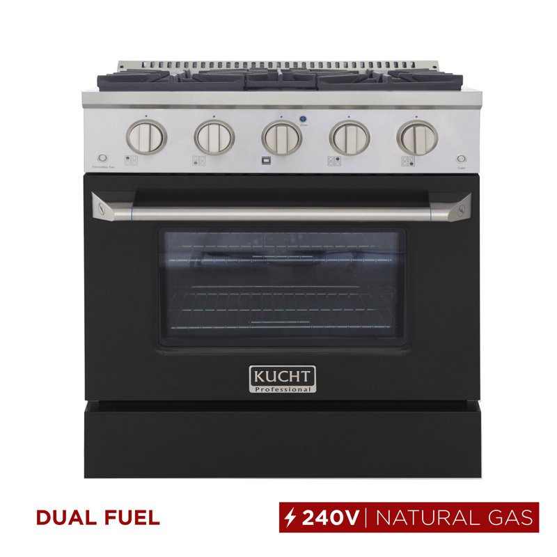 Kucht 30'' W Free Standing Range, Black, Natural Gas