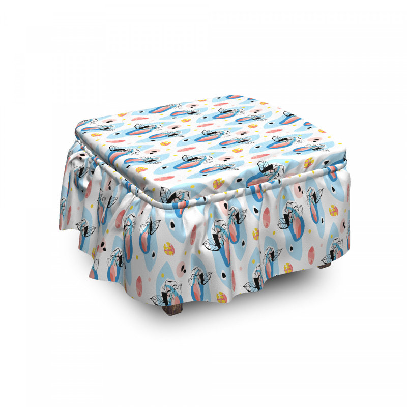 Housse pour repose-pieds du folklore lotus oriental