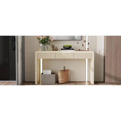 Console rustique abricot avec tiroir cannelé et placage frêne, résistante à l'usure, charge maximale du plateau : 100 kg (220 lb), charge maximale d'une table d'entrée : 11 kg (25 lb), placage en bois massif, idéale pour un décor bord de mer.
