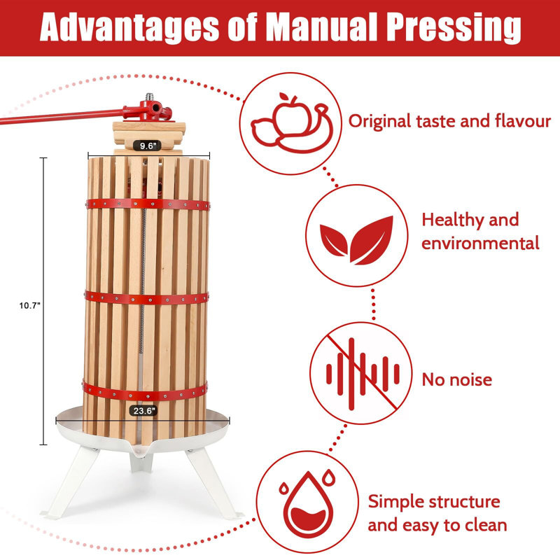 Presse-fruits en bois massif 7,9 gallons