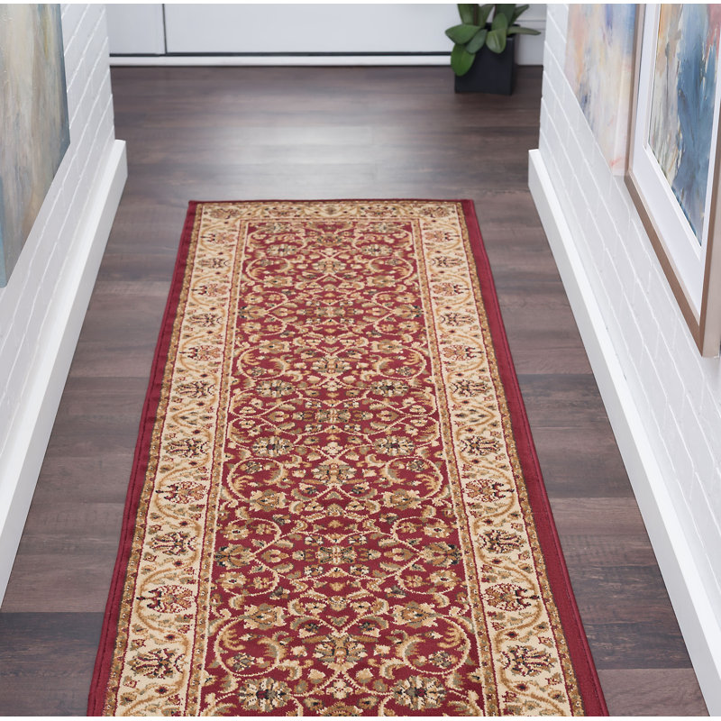 Tapis oriental rouge / beige Clarence, Tapis de couloir 2 pi 3 po x 7 pi 3 po