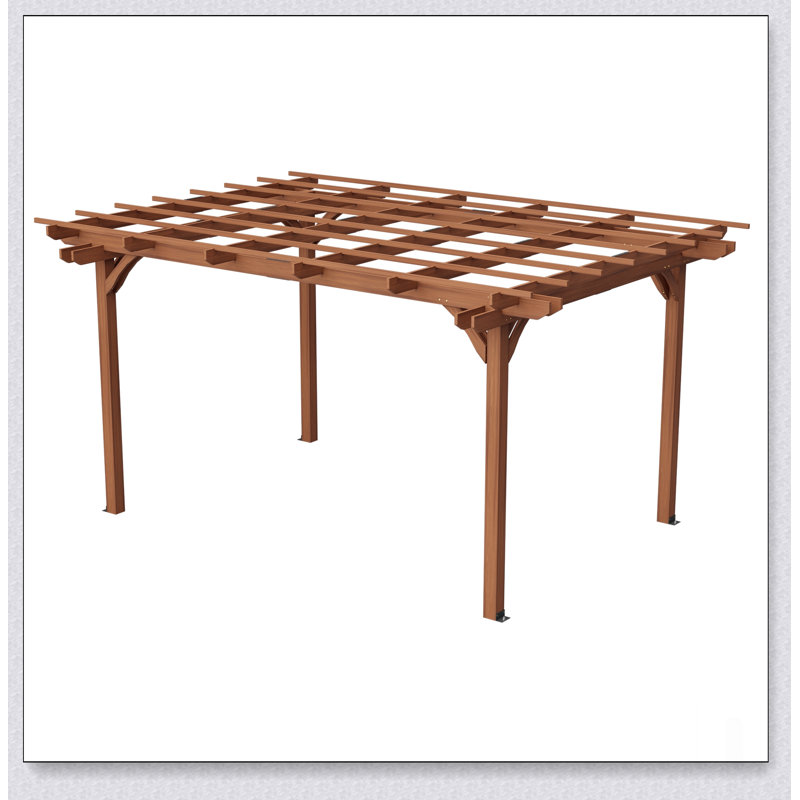 Pergola extérieure en bois 12 x 10 pi, durable et résistante aux intempéries pour les plantes grimpantes, idéale pour le jardin et le patio