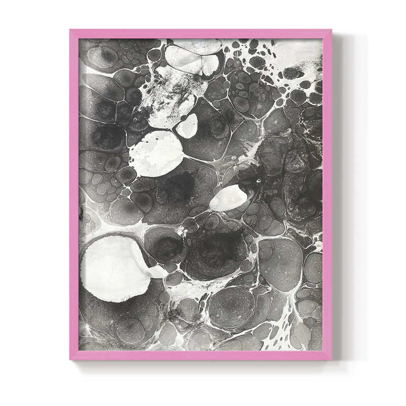 Marbling IV Framed Print - Solid Wood, 15" H x 12" W, Pink