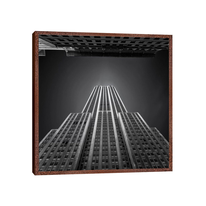 Empire State Building by Ahmed Thabet - Print on Canvas, Classic Brown Wood Framed, 66.04cm H x 66.04cm W x 3.81cm D