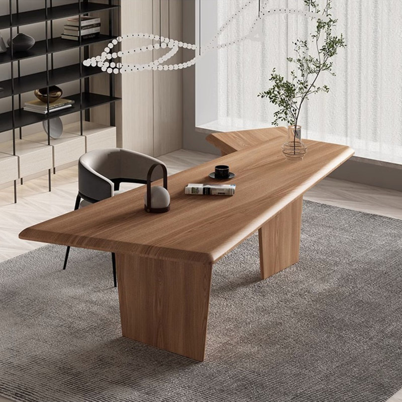 Bureau en bois massif Burlywood Free Form, H 29,53 po x l 62,99 po x P 31,5 po