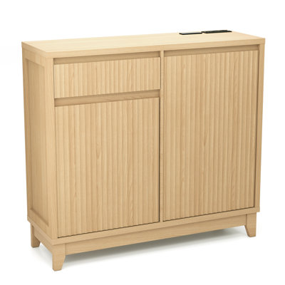 13 Gallon Tilt Out Trash Can Kitchen Pantry Cabinet with Drawers, Hidden Deodorizing Negative Ion Trash Storage Cabinet