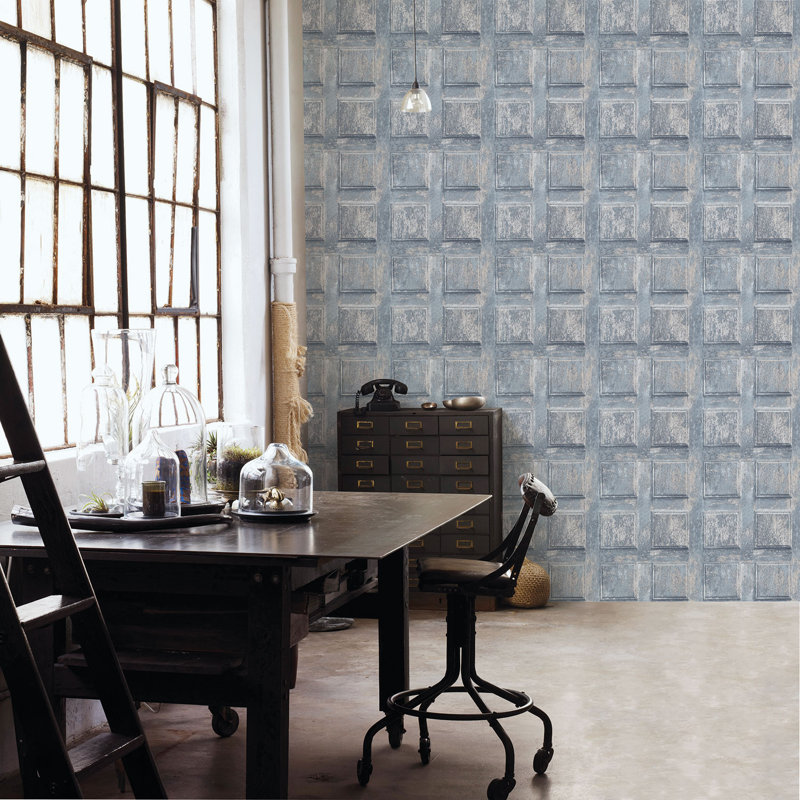 Moorebank 0.1m x 53cm Matte Wallpaper Roll, Blue Beige