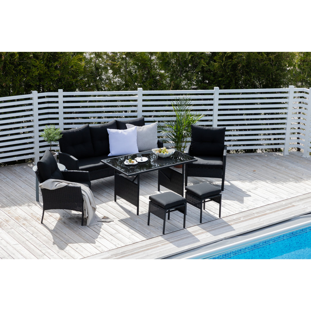 4-Sitzer Lounge-Set Parkhur aus Polyrattan mit Polster