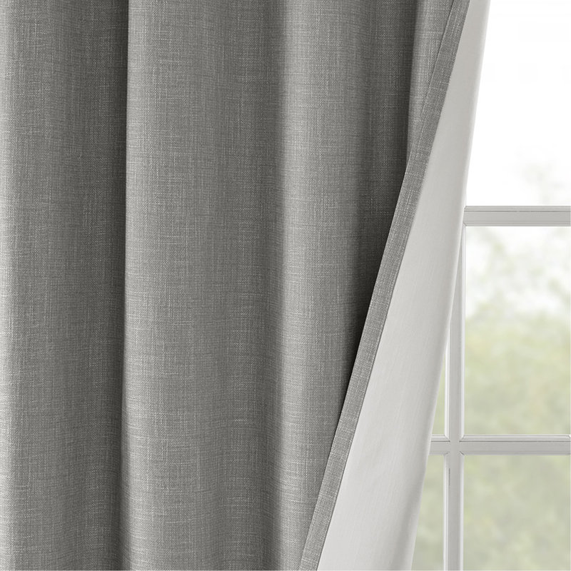 Printed Heathered Blackout Grommet Top Curtain Panel(Only 1 Pc Panel), Gray, 50" W x 84" L