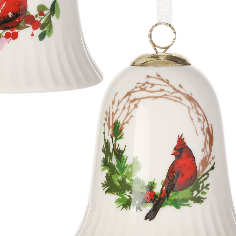 Ensemble de 2 ornements en forme de cloche en porcelaine 4 po