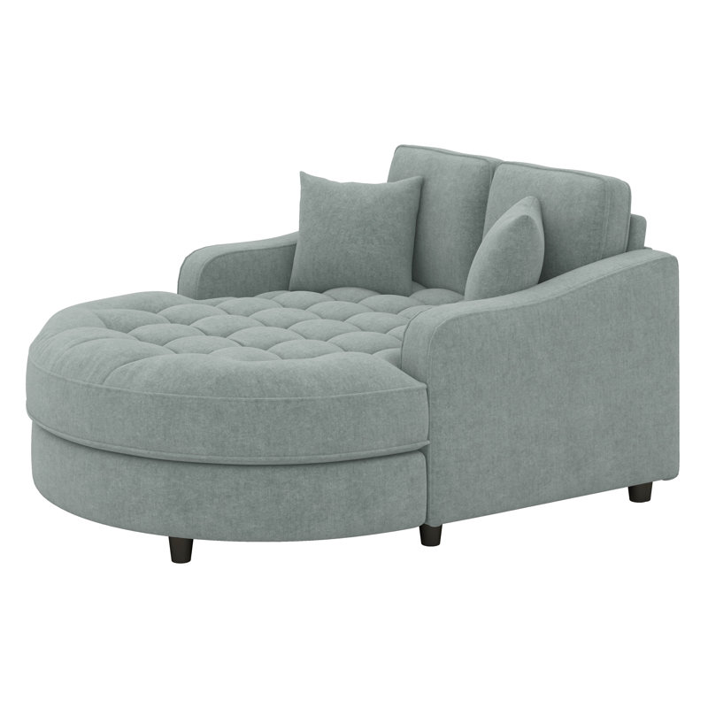 Très grande chaise longue d'intérieur moderne de 55 po, canapé-lit rembourré avec siège capitonné et coussins amovibles