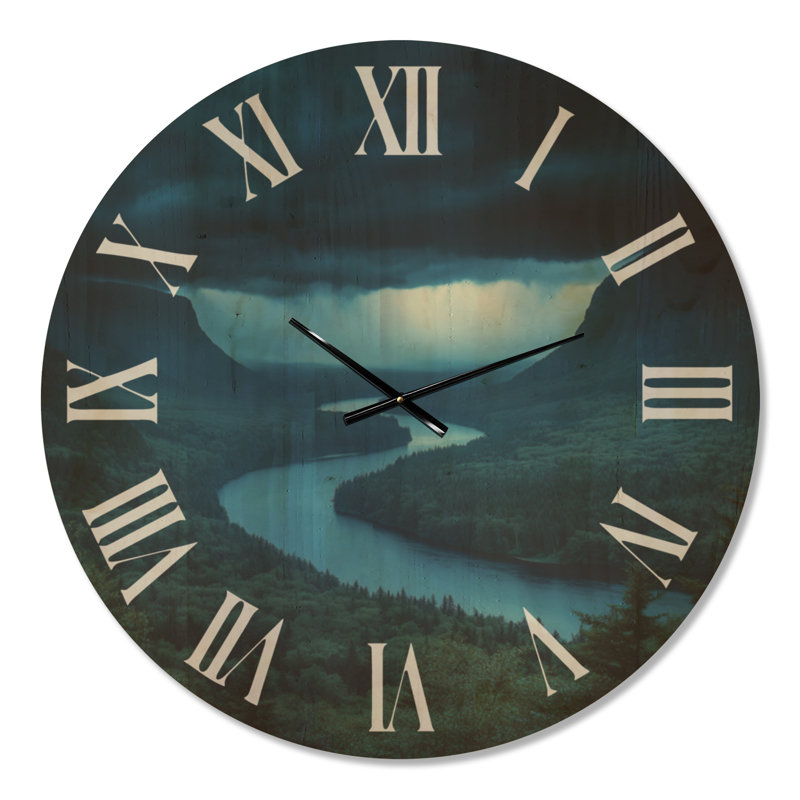 Très grande horloge murale en bois forêt - Storm River Valley, Oversized