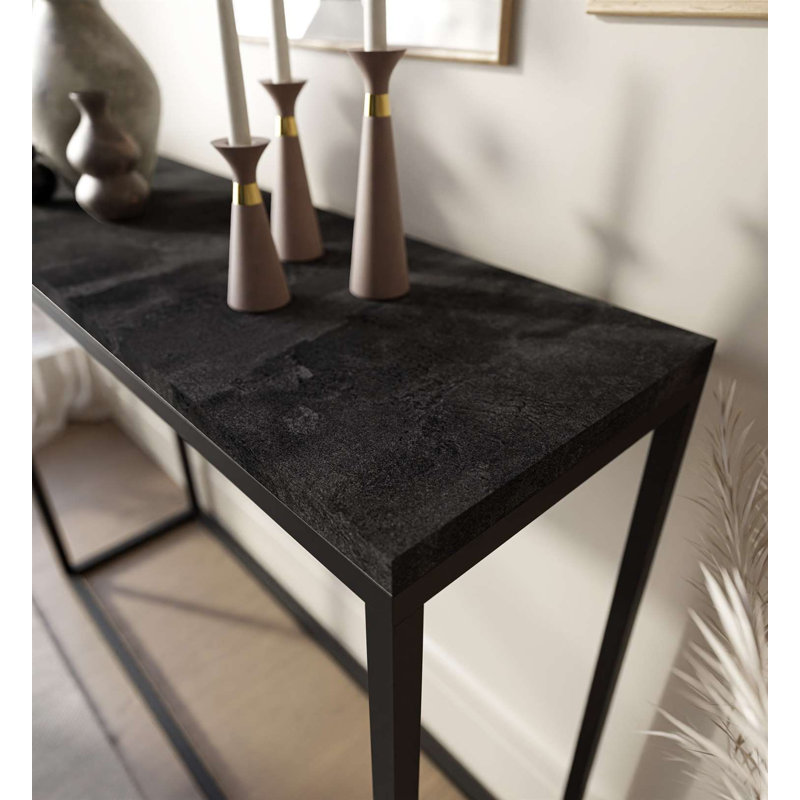 Burmaster Console Table, Wotan Oak, Black, 80cm H x 80cm W x 30cm D